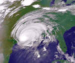 Hurricane Rita making landfall on the Louisiana coast, September 2008 (Photo source: NOAA)